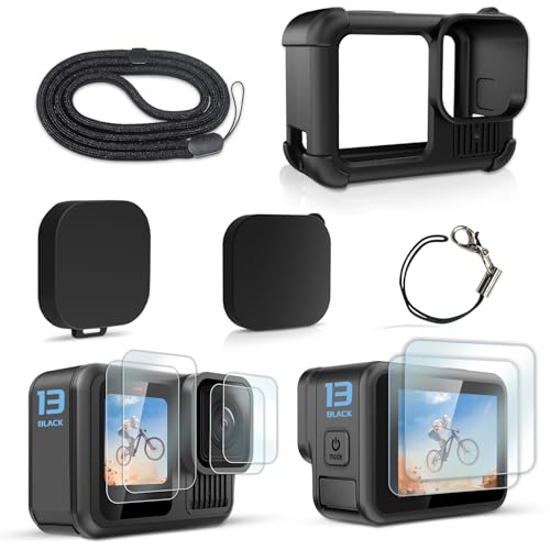 FiTSTILL Silikon Schutzhülle für Hero 13 Black, Objektivdeckel & Displayschutz & Lanyard für Go pro Hero 13 Black Zubehör Kit von FiTSTILL