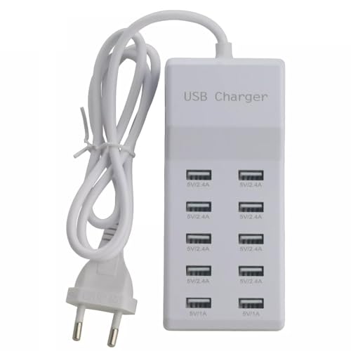 FiTspi USB-Harger, Mehrfach-Ladegerät, 10 Ports, USB-Stromversorgung, Multi-Port, 40 W, Hub, kompatibel mit iOS oder Android FiTspi USB-Harger, Mehrfach-Ladegerät, 10 Ports, USB-Stromversorgung, Multi-Port, 40 W, Hub, kompatibel mit iOS oder Android von FiTspi