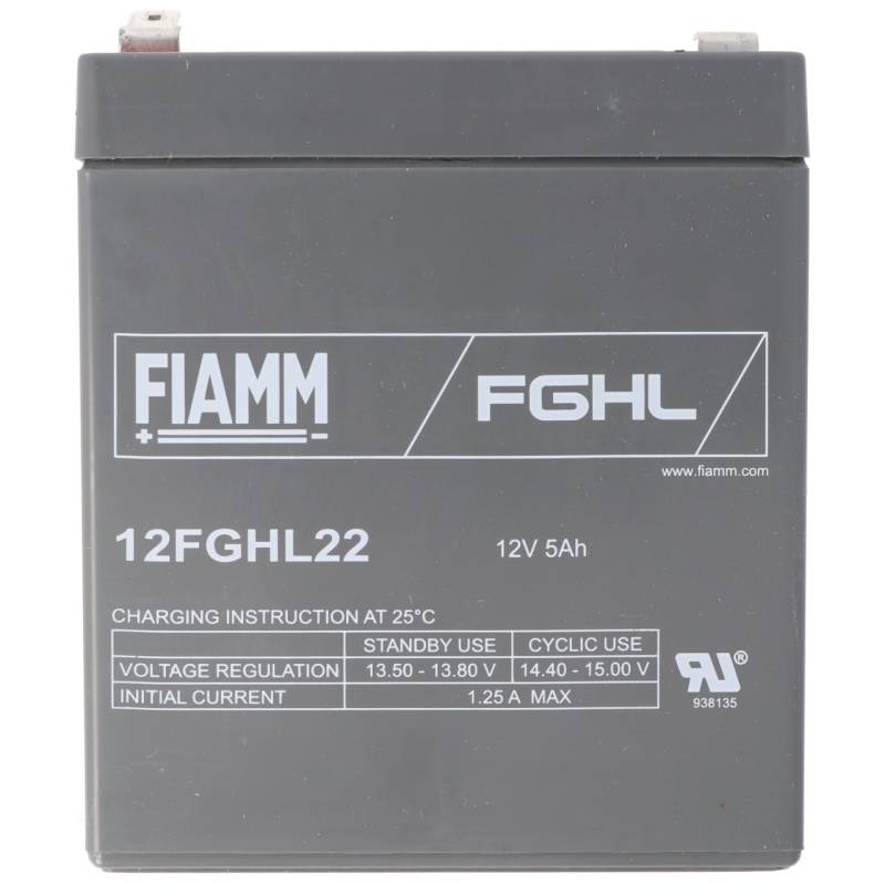Fiamm 12FGHL22 Blei Akku 12 Volt 5Ah, Faston 6,3mm Steckkontakt von FIAMM