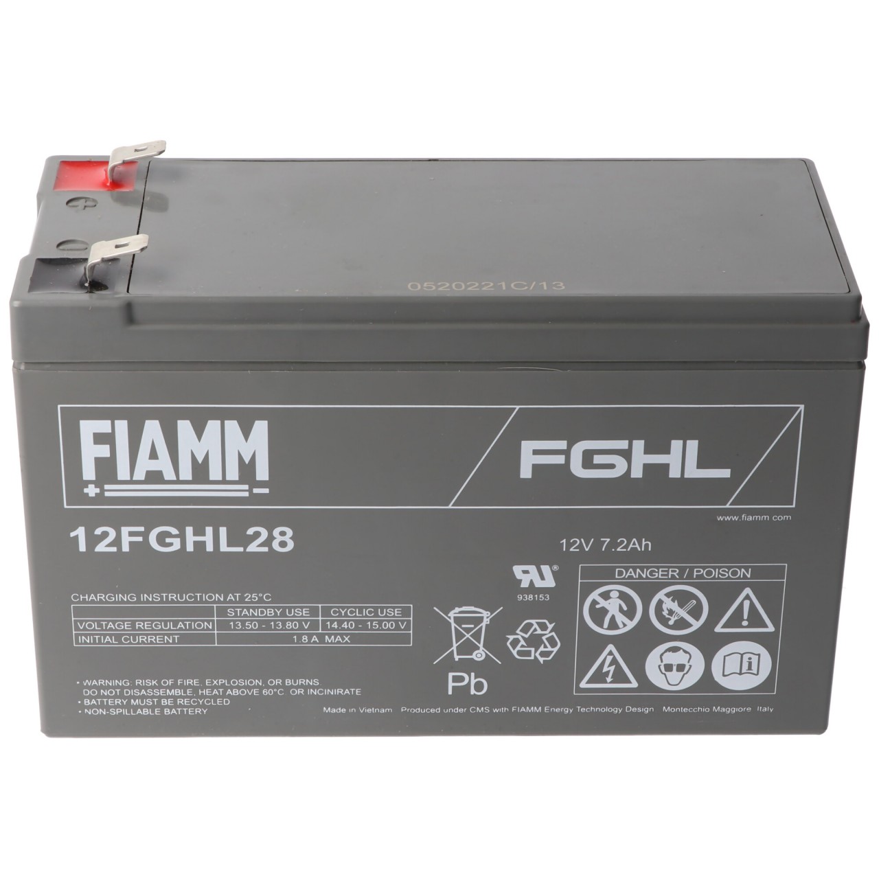 Fiamm 12FGHL28 Blei Akku 12 Volt 7200mAh mit Faston 6,3mm Kontakten Fiamm 12FGHL28 Blei Akku 12 Volt 7200mAh mit Faston 6,3mm Kontakten von FIAMM