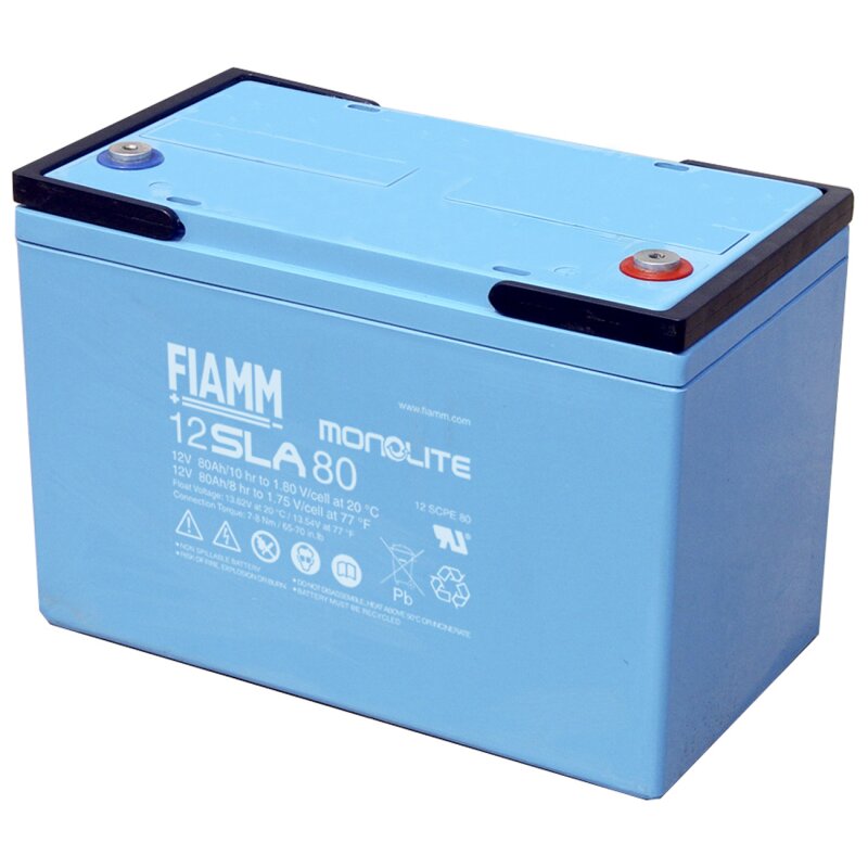 Fiamm Blei-Akku 12SLA80L MonoLite 12V 80Ah M8 Innengewinde von Fiamm