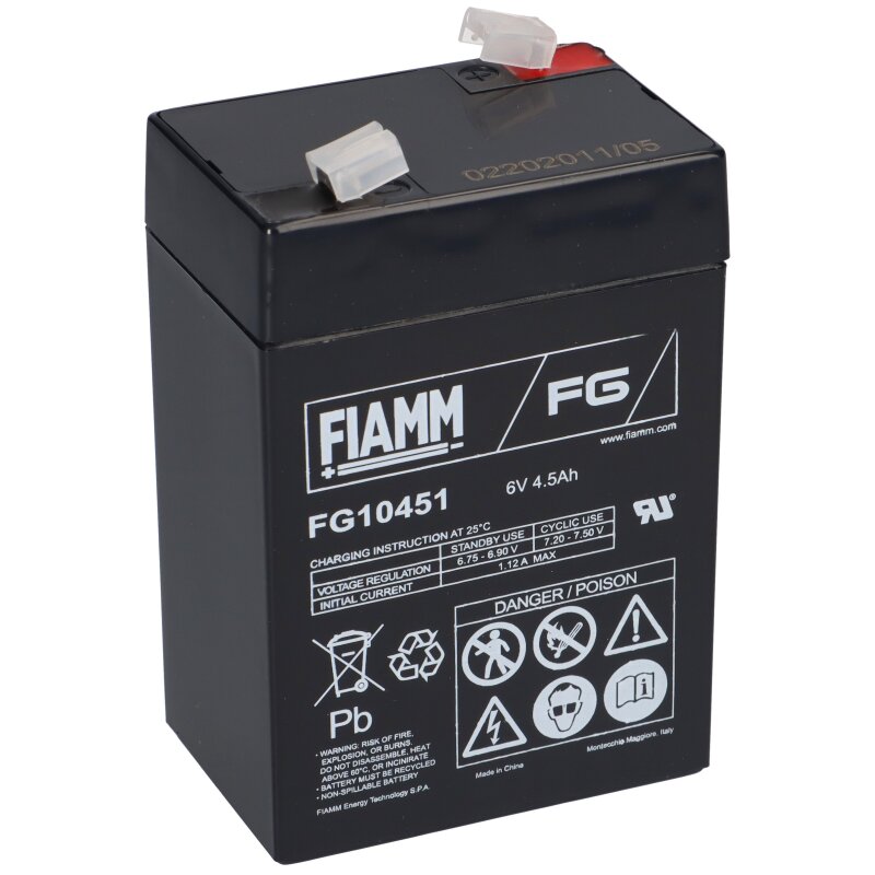 Fiamm Blei-Akku FG10451 Pb 6V / 4,5Ah Faston 4,8mm Fiamm Blei-Akku FG10451 Pb 6V / 4,5Ah Faston 4,8mm von Fiamm