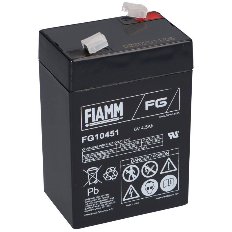 Fiamm Blei-Akku FG10451 Pb 6V / 4,5Ah Faston 4,8mm von Fiamm