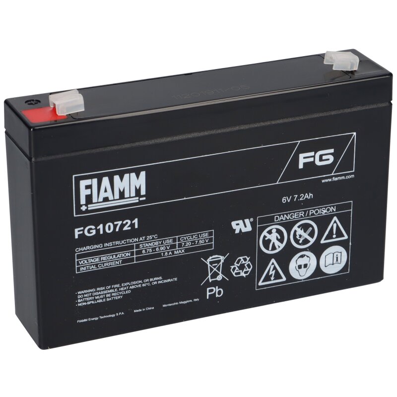 Fiamm Blei-Akku FG10721 Pb 6V / 7,2Ah Faston 4,8 von Fiamm