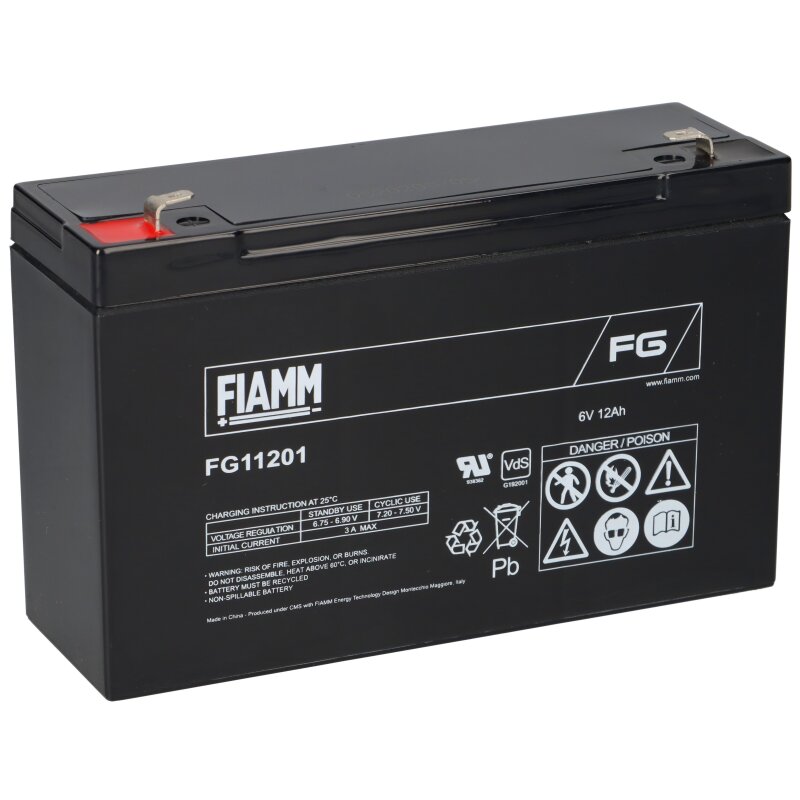 Fiamm Blei-Akku FG11201 Pb 6V / 12Ah Faston 4,8 von Fiamm