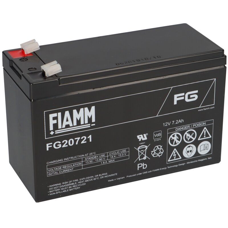 Fiamm Blei-Akku FG20721 Pb 12V / 7,2Ah Faston 4,8 von Fiamm