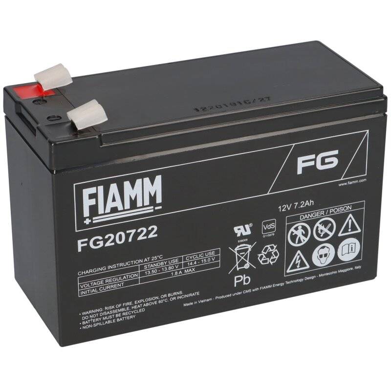 Fiamm Blei-Akku FG20722 Pb 12V / 7,2Ah Faston 6,3 von Fiamm