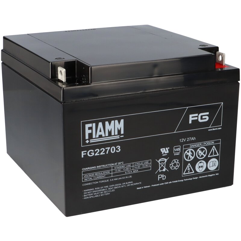 Fiamm Blei-Akku FG22703 12V 27Ah Pb M5 Schraubanschluss von Fiamm