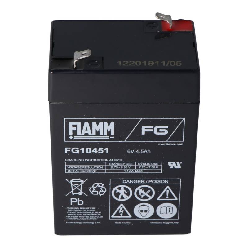 Fiamm FG10451 Blei Akku 6 Volt 4,5Ah 3FM4.5, passend für Leoch DJW6-4.0 von FIAMM