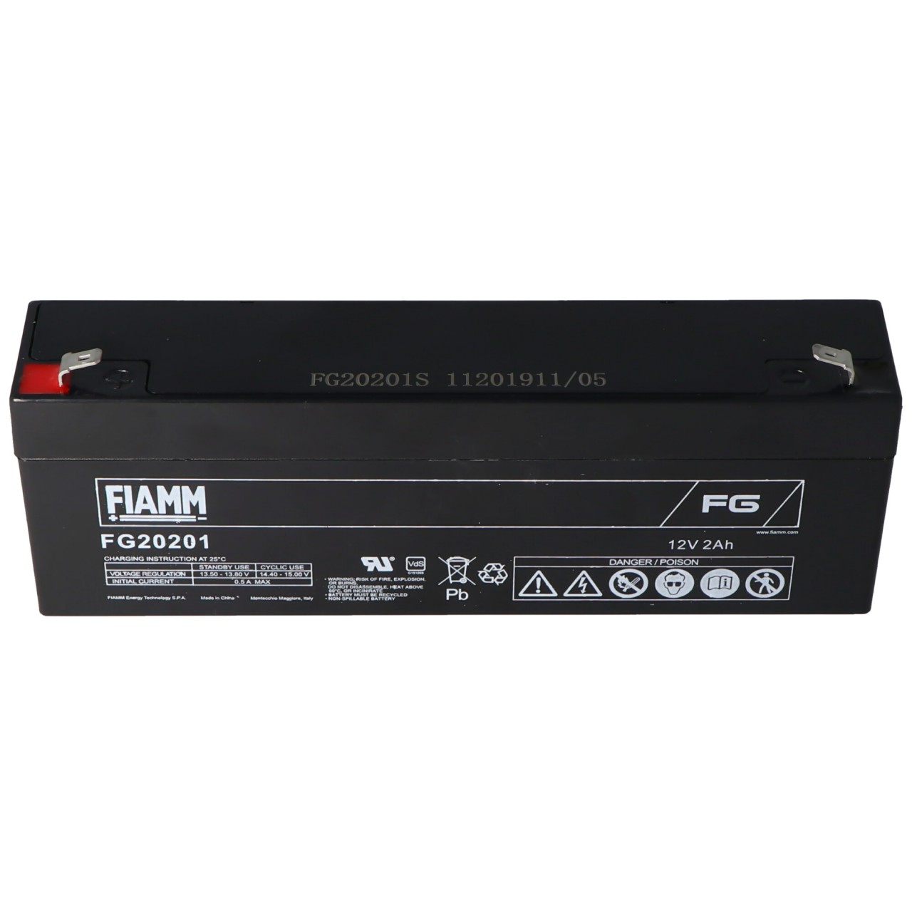 Fiamm FG20201 Akku 2,0Ah PB Blei Akku wartungsfrei, mit 4,8mm Steckkontakten Fiamm FG20201 Akku 2,0Ah PB Blei Akku wartungsfrei, mit 4,8mm Steckkontakten von FIAMM