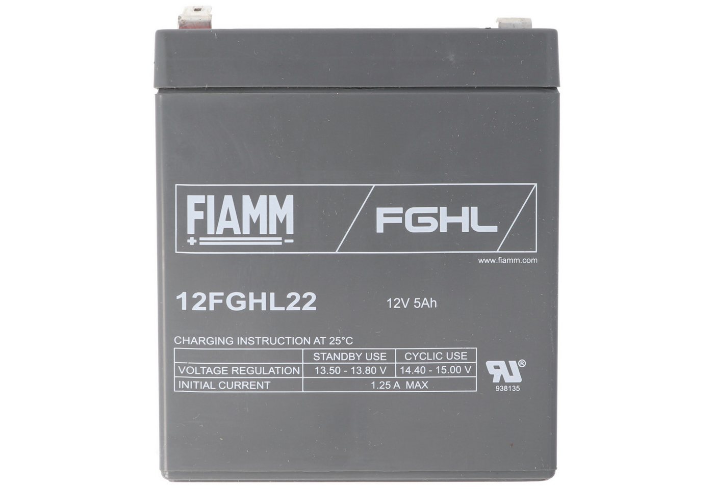 Fiamm Fiamm 12FGHL22 Blei Akku 12 Volt 5Ah, Faston 6,3mm Steckkontakt Akku 5000 mAh (12,0 V) von Fiamm