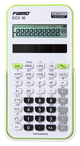 Fiamo Wissenschaftlicher Rechner ECO30, 138 Funktionen und 10 stelligem Display, weiß/grün von Fiamo