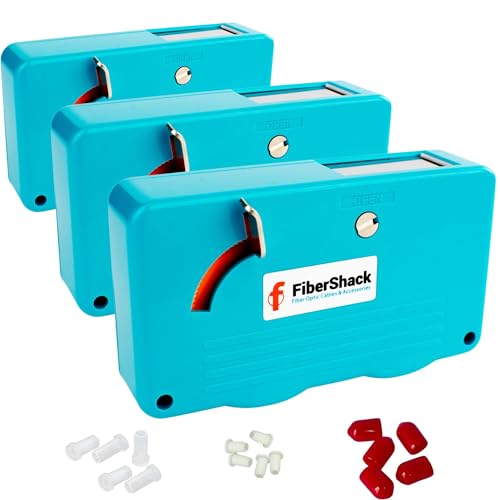Fibershack Glasfaserkabel-Reinigungsbox, 3 Stück, reinigt sowohl SC- als auch LC-Glasfaserkabel und Stecker, inklusive Staubkappen für 1,25 mm und 2,5 mm Anschlüsse und Endflächen von Fibershack