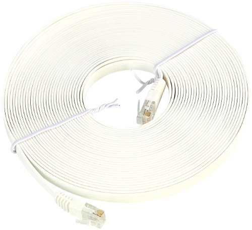 Fibrionic Network Solutions LAN Kabel: Netzwerk-Kabel Cat5e flach, weiß, 10m (Netzwerkkabel flach, LAN Kabel Fensterdurchführung, durch Fenster verlegen) von Fibrionic Network Solutions