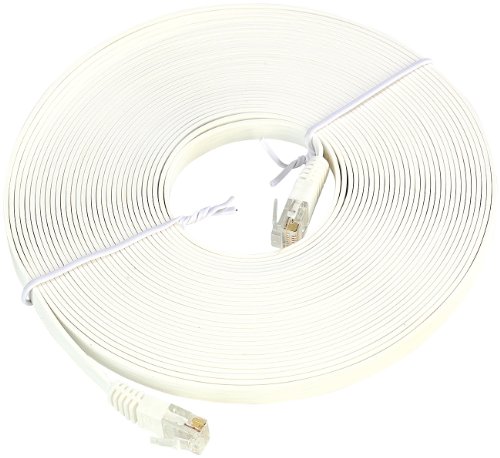 Fibrionic Network Solutions LAN Kabel flach: Netzwerk-Kabel Cat5e flach, weiß, 10m (LAN Kabel Fensterdurchführung, Türdurchführung, durch Fenster verlegen) von Fibrionic Network Solutions