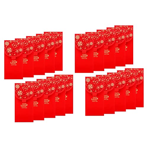 Ficher 20 Stück Chinesisches Neu Jahr Rot UmschläGe Geld UmschläGe Frühlingsfest Festival Rotes Paket für Neu Jahr Hochzeit (7X3.4) von Ficher