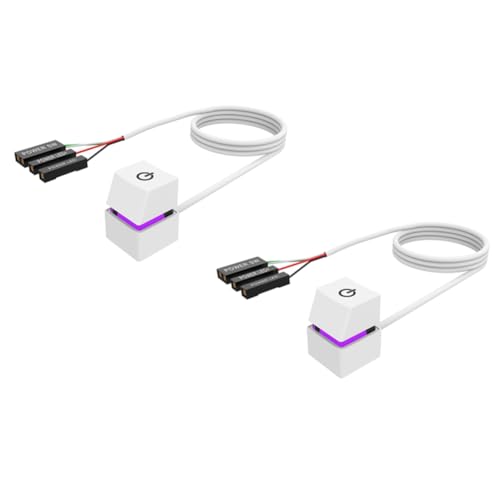 Ficher 2X 2M Tragbare LED-Leuchten Computer-Desktop-Schalter PC Externer Start EIN/Aus-Taste Verlängerungskabel, RGB-Licht von Ficher