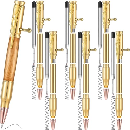 Ficher Set mit 6 schmalen Stiften, mehrfarbiges Drehstift-Set aus Holz mit Nachfüllschaft, Bolt-on Kugelschreiber für Heimwerker, Holzwirbel, einfach zu bedienen von Ficher