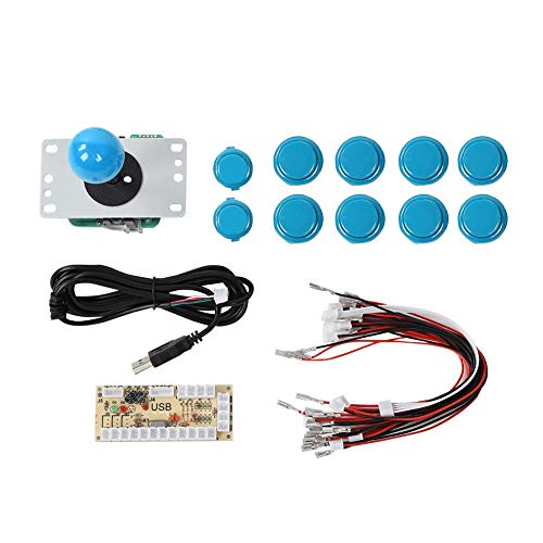 Arcade Spiel Kit, Zero Delay Arcade DIY Kit Teile, CY-822A DIY Arcade Game Button und Joystick Single Rocker Set für Raspberry Pi PC Game Machine(blau) von Fictory