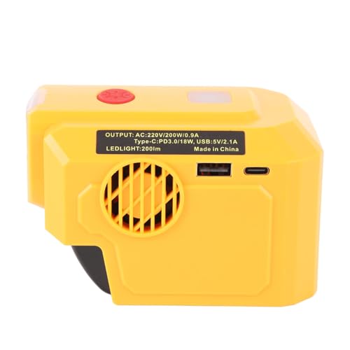Fictory Tragbarer 200-W-Wechselrichter, 18-V-Batterie mit LED-Licht, zuverlässige Outdoor-Power-Lösung Fictory Tragbarer 200-W-Wechselrichter, 18-V-Batterie mit LED-Licht, zuverlässige Outdoor-Power-Lösung von Fictory
