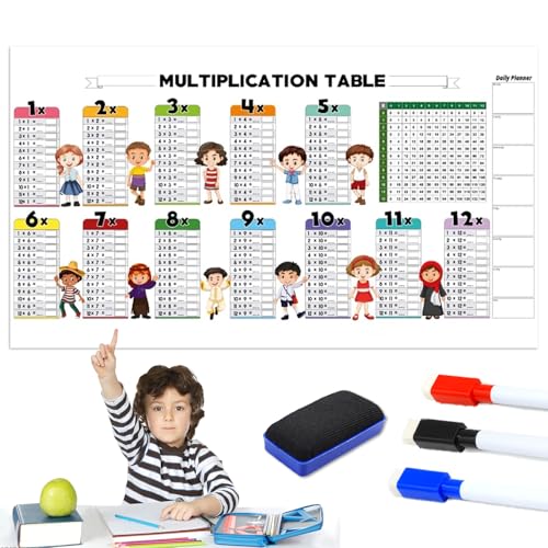Pädagogisches Trocken Abwischbares Farbmultiplikationsspiel Für Kinder,multiplikationstabellen-poster,Multiplikationstabelle Für Wand, Wiederverwendbare Kinderbildung,Mathematik,Kreidetafel (A) von Ficugxd
