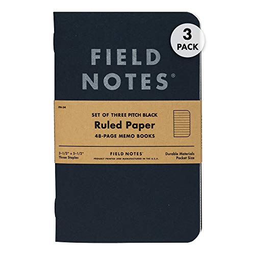 Field Notes Notizbuch, klein, 8,9 x 14 cm, 48 Seiten, liniertes Papier, 3 Stück von Field Notes