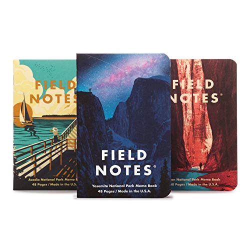 Field Notes: National Parks Serie (Serie A - Yosemite, Acadia, Zion) - Graph Paper Memo Book 3er Pack - 8,9 x 14,9 cm von Field Notes