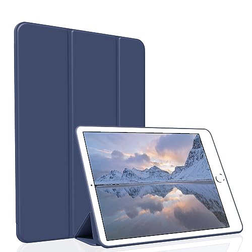 Figair Hülle für iPad Air 2 (2014 Modell), Weicher TPU Rückseite Ultradünn Leicht Smart Schutzhülle, Auto Schlafen/Wecken Hülle für iPad Air 2. Generation A1566/A1567, Dunkelblau von Figair