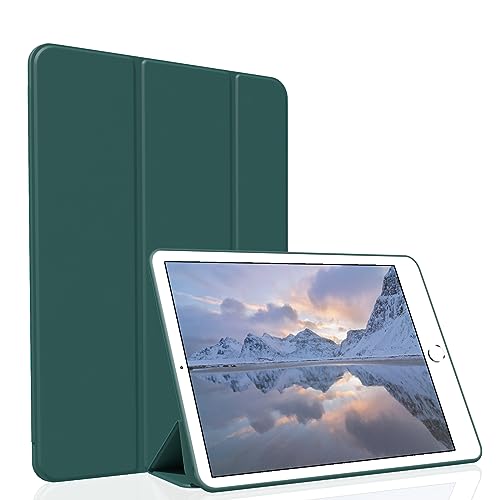 Figair Hülle für iPad Air 2 (2014 Modell), Weicher TPU Rückseite Ultradünn Leicht Smart Schutzhülle, Auto Schlafen/Wecken Hülle für iPad Air 2. Generation A1566/A1567, Dunkelgrün von Figair