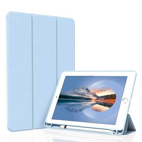 Figair Hülle für iPad Air 3 / Pro 10,5 Zoll, Weicher TPU Rückseite Ultradünn Leicht Smart Schutzhülle, Auto Schlafen/Wecken Hülle mit Stifthalter für iPad Air 3. Generation/Pro 10,5”, Hellblau von Figair