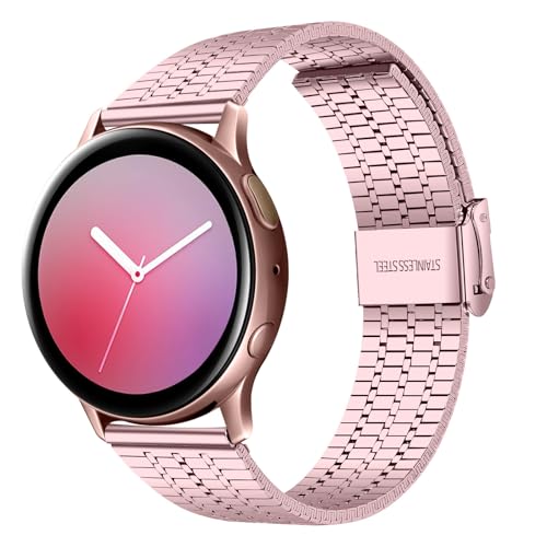 FiiMoo 20mm Ersatzarmband, Glattes Edelstahl Metall Ersatz Armbänder, Edelstahlschnalle, [Verstellbare], Bandbreite 20mm, Schnellverschluss Uhrenarmband für Herren & Damen-Roségold von FiiMoo