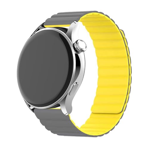 FiiMoo Ersatzarmband Kompatibel mit Amazfit Bip 3/Bip 3 Pro/Amazfit Bip/Amazfit GTS 4/GTS 4 Mini/Amazfit GTS 3 Armband, 20mm Magnetisch Uhrenarmband, [Verstellbare], Ersatz Magnetbänder-Grau + Gelb von FiiMoo