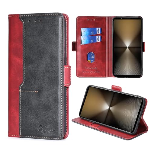FiiMoo Hülle für Sony Xperia 1 VI, Leder Brieftasche Case mit Magnetverschluss, Ständer, Rot von FiiMoo
