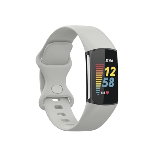 FiiMoo Kompatibel mit Fitbit Charge 6/Charge 5 Armband, Verstellbare Sport Ersatzarmband, Weich Silikon Sport Armbänder, Uhrenarmband für Fitbit Charge 6-Grau FiiMoo Kompatibel mit Fitbit Charge 6/Charge 5 Armband, Verstellbare Sport Ersatzarmband, Weich Silikon Sport Armbänder, Uhrenarmband für Fitbit Charge 6-Grau von FiiMoo