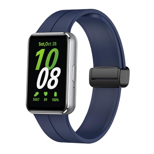 FiiMoo Kompatibel mit Samsung Galaxy Fit 3 Ersatzarmband, Ersatz Silikon Sport Armbänder, Verstellbare Sport Armband, Uhrenarmband für Galaxy Fit 3-Blau von FiiMoo