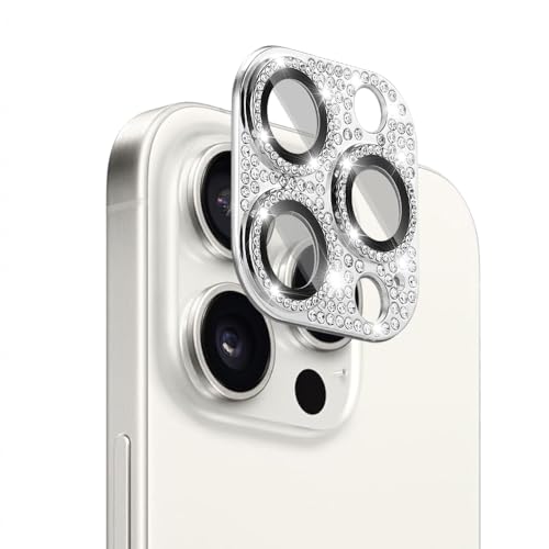 FiiMoo Kompatibel mit iPhone 16 Pro/iPhone 16 Pro Max Kameraschutz, Kamera Linse Schutzfolie, Kamera Displayschutzfolie, Diamant Kamera Objektivschutz Dekorationen Linse Protector Cover-Silber FiiMoo Kompatibel mit iPhone 16 Pro/iPhone 16 Pro Max Kameraschutz, Kamera Linse Schutzfolie, Kamera Displayschutzfolie, Diamant Kamera Objektivschutz Dekorationen Linse Protector Cover-Silber von FiiMoo