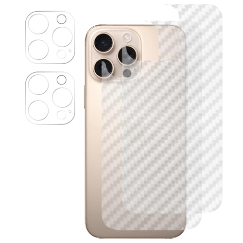 FiiMoo Rückseite Folie für iPhone 16 Pro, 4 Stück, Klar, Kratzfest, Matt Carbon Fiber Schutzfolie und Kamera Schutzfolie FiiMoo Rückseite Folie für iPhone 16 Pro, 4 Stück, Klar, Kratzfest, Matt Carbon Fiber Schutzfolie und Kamera Schutzfolie von FiiMoo