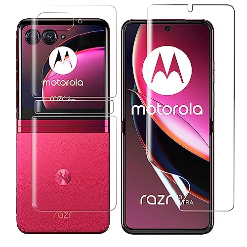 FiiMoo Schutzfolie für Motorola Razr 40 Ultra Displayschutzfolie [Fingerabdruckerkennung] [Vollständige Abdeckung] [Keine Blasen] TPU Ultra HD-Weichfilm Displayschutz+Rückenschutzfolie von FiiMoo