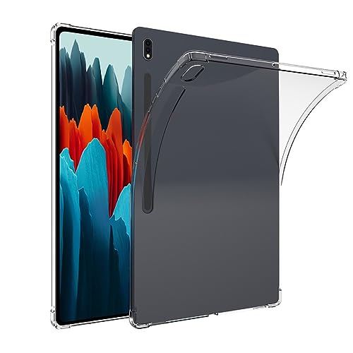 Für Samsung Galaxy Tab S8+/Galaxy Tab S8 Plus/Tab S7 Plus/Tab S7 FE Hülle, Schutzhülle, Leicht Schutzhülle mit Flexible TPU Kristall Klar Rückseite Cover Stoßfeste Case Cover Transparenter Schutzhülle von FiiMoo