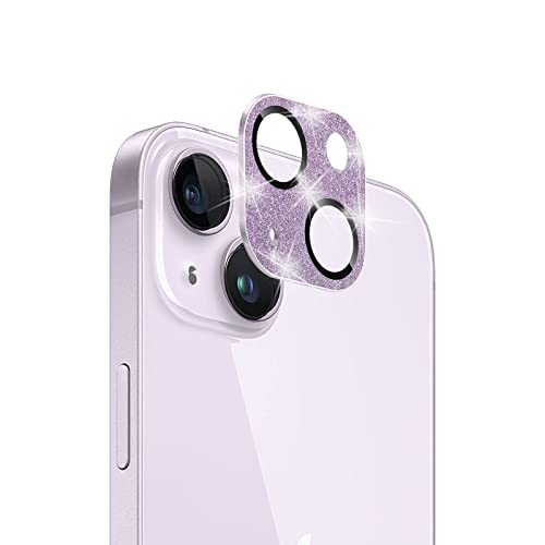 Kamera Linse Schutzfolie Kompatibel mit iPhone 14/iPhone 14 Plus, Kameraschutz, Kamera Displayschutzfolie, Panzerglasfolie Schutzfolie Full Cover Glitzer Zubehör für Frauen für iPhone 14-Violett von FiiMoo