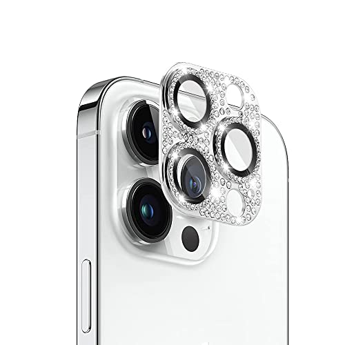 Kompatibel mit iPhone 14 Pro/iPhone 14 Pro Max Kameraschutz, Kamera Linse Schutzfolie, Kamera Displayschutzfolie, Diamant Kamera Objektivschutz Dekorationen Aufkleber Linse Protector Cover-Silber von FiiMoo