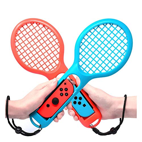 Tennisschläger für Nintendo Switch Mario Tennis Aces, Tennis Racket für Joy-Con Controllers (2 Stück, Blau & Rot) von FiiMoo