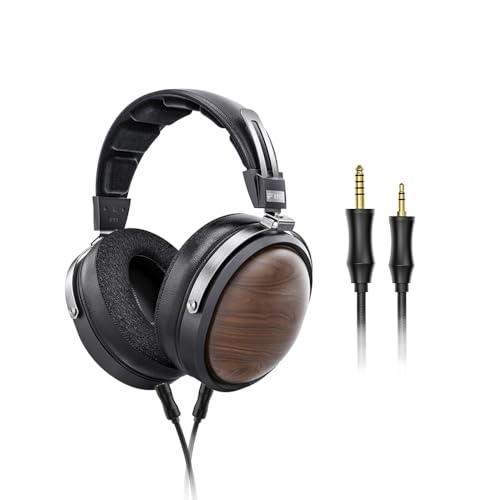 FiiO FT1 Closed-Back Over-Ear Nanowood Fiber Composite Membran Wired Hi-Fi Kopfhörer, Abnehmbares Kabel, Amerikanische Schwarze Walnussholz-Ohrmuscheln für Zuhause, Studio, Aufnahme (Schwarz) von FiiO