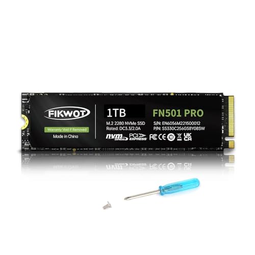 Fikwot FN501 Pro 1TB NVMe SSD - M.2 2280 PCIe Gen3 x4 Internes Solid State Drive mit Graphene Kühlaufkleber, Bis zu 3500 MB/s, SLC Cache 3D NAND TLC, Kompatibel mit Laptop & PC Desktop von Fikwot