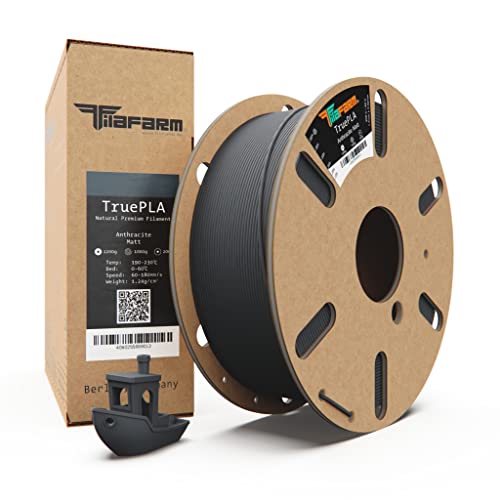 Filafarm TruePLA (Anthracite Matt) 1.75mm, 3D Drucker PLA Filament 1kg Spule, Geeignet für Schnelles Drucken, Maßgenauigkeit +/- 0.02mm von Filafarm
