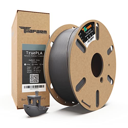 Filafarm TruePLA (Asphalt Grey Glossy) 1.75mm, 3D Drucker PLA Filament 1kg Spule, Geeignet für Schnelles Drucken, Maßgenauigkeit +/- 0.02mm von Filafarm