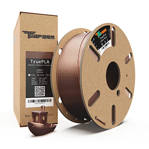 Filafarm TruePLA (Copper Glossy) 1.75mm, 3D Drucker PLA Filament 1kg Spule, Geeignet für Schnelles Drucken, Maßgenauigkeit +/- 0.02mm von Filafarm