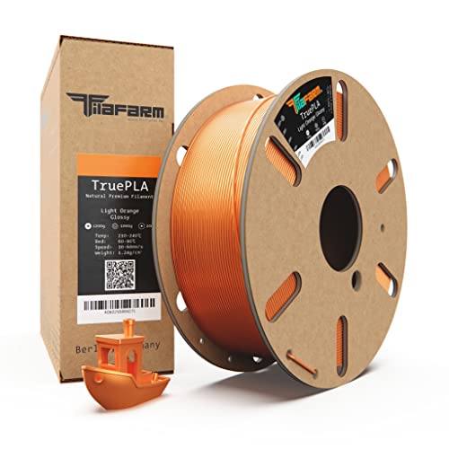 Filafarm TruePLA (Light Orange Glossy) 1.75mm, 3D Drucker PLA Filament 1kg Spule, Geeignet für Schnelles Drucken, Maßgenauigkeit +/- 0.02mm von Filafarm