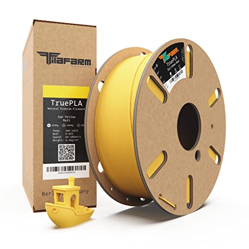 Filafarm TruePLA (Sun Yellow Matt) 1.75mm, 3D Drucker PLA Filament 1kg Spule, Geeignet für Schnelles Drucken, Maßgenauigkeit +/- 0.02mm von Filafarm