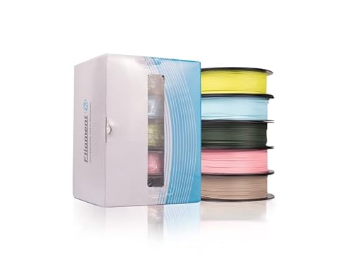 Filament PM Tasty Pack 1.75 mm, 5 x 0.3 kg Spulen, Total 1.5 kg, 5 Farben, Passend für die Meisten FDM 3D Drucker (PLA+ Tasty Pack - Fresh Lime, Baby Blue, Woodland Green, Bubblegum pink, Dusty Brown) von Filament PM